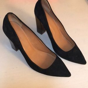 J crew tortoise shell heel black suede pump sz 9